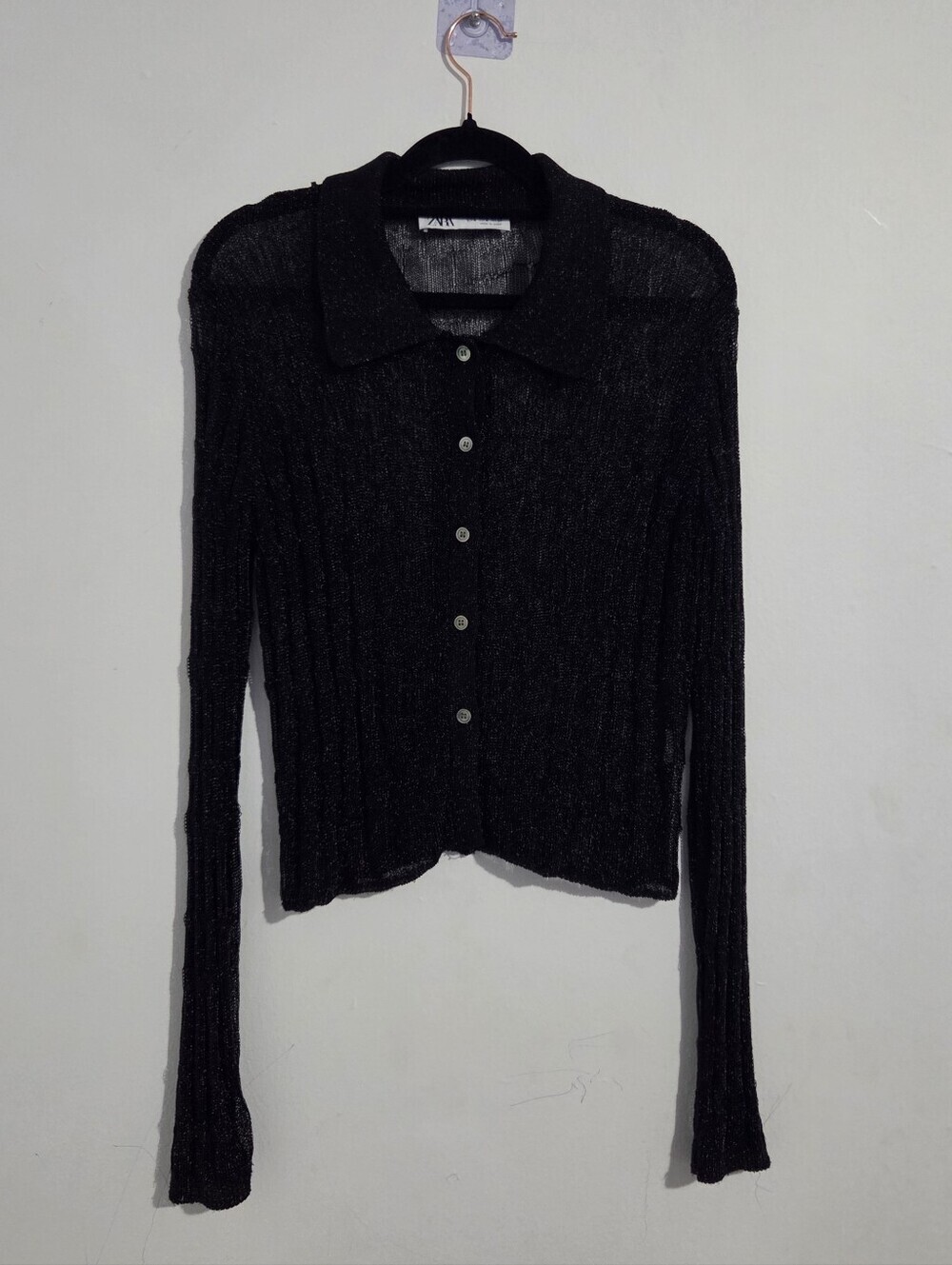 Zara Metallic Knit Cardigan